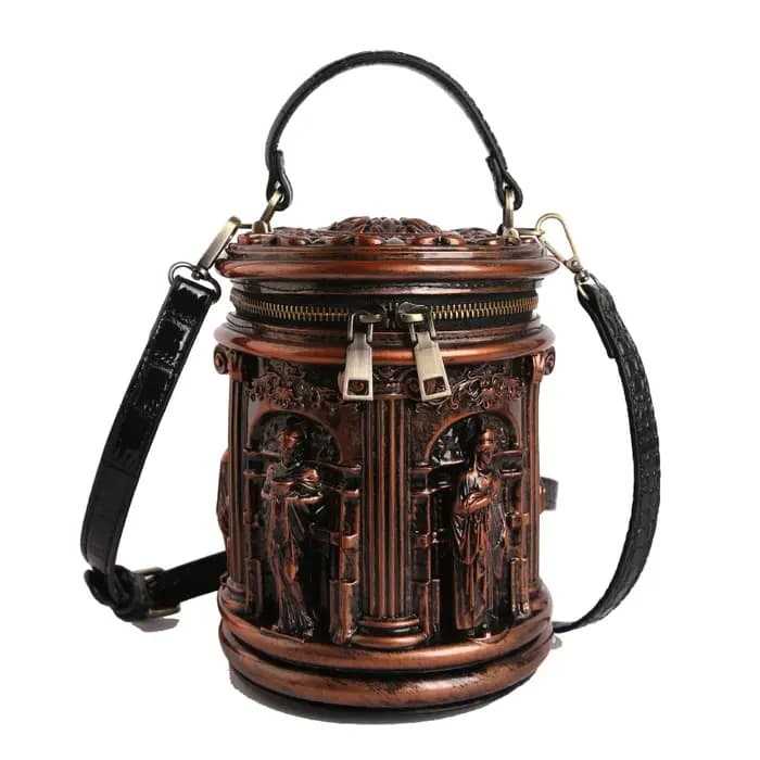 Sac seau mini vintage en PU à relief 3D pour femme