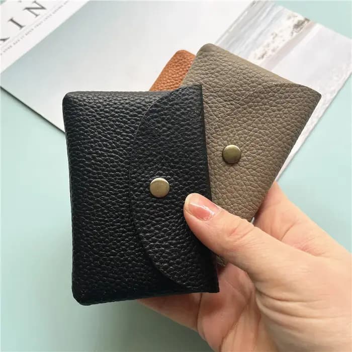 Porte-cartes en cuir véritable, accessoires de bureau portables, première couche, manches en cuir de vache, étui pour cartes photo, cartes de visite