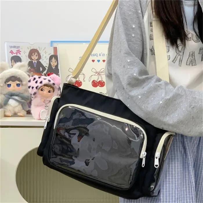 Sac bandoulière transparent tendance pour filles, grande capacité, sac d'école confortable et polyva