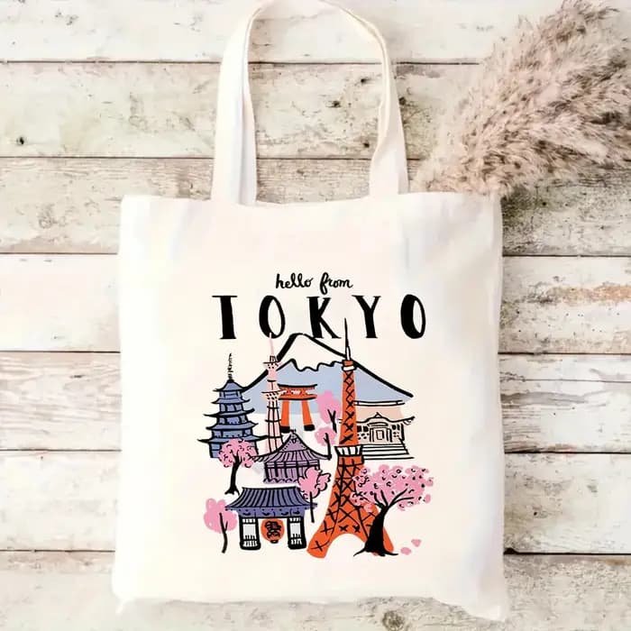 Sac fourre-tout en toile avec motif de monuments de la ville