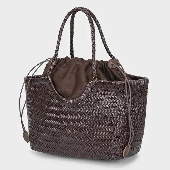 Sac fourre-tout français en cuir véritable tissé à la main