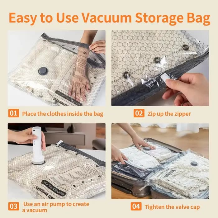 Lot de 15 sacs de rangement sous vide de voyage avec pompe électrique