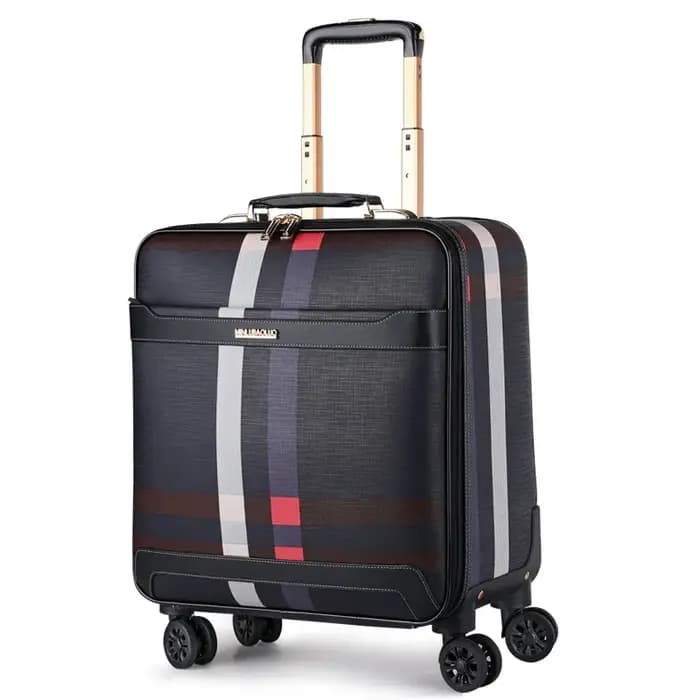 Valise Trolley à Roulettes Étanche, Bagage à Main Portable, Cuir de Haute Qualité, Bagages Légers, E