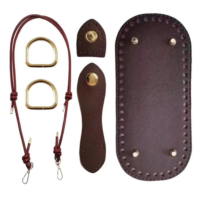 1 ensemble d'accessoires de bricolage pour sac en cuir PU multicolore à grain croisé, comprenant fon