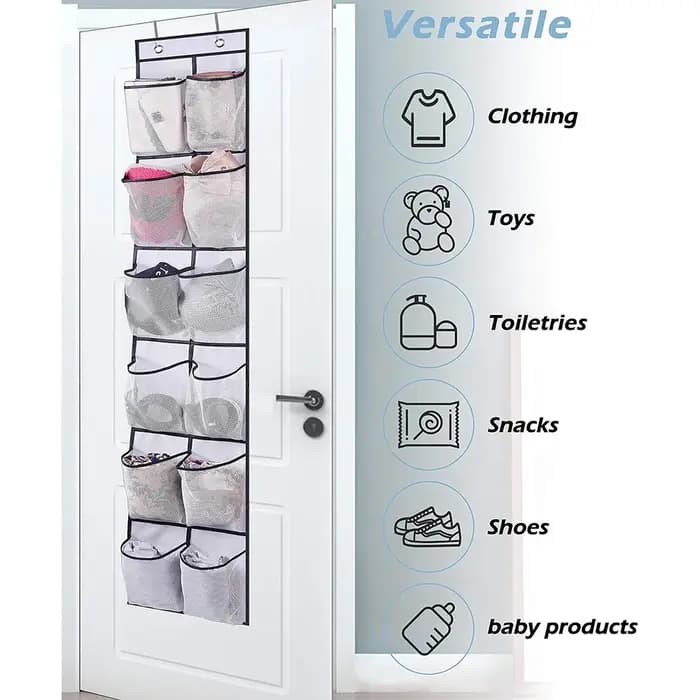 Organisateur de chaussures à 12 poches au-dessus de la porte