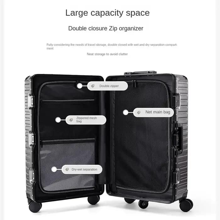 Valises de voyage multifonctions à cinq roues, cadre en aluminium, grande taille 22-28 pouces, fendues 3:7