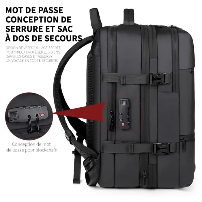 Sac à dos pour homme avec compression sous vide extensible