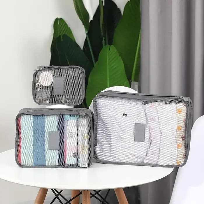 Nouvel ensemble de 6 sacs de rangement pour vêtements de voyage - Organiseurs de bagages portables avec pochette à chaussures