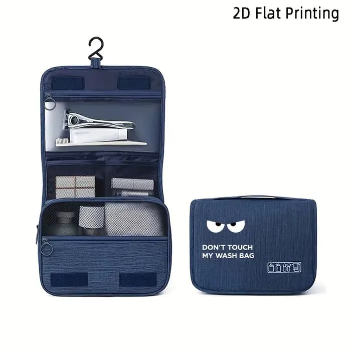 Sac de toilette suspendu multi-compartiments grande capacité avec motif 'Eyes DON'T TOUCH MY WASH BA