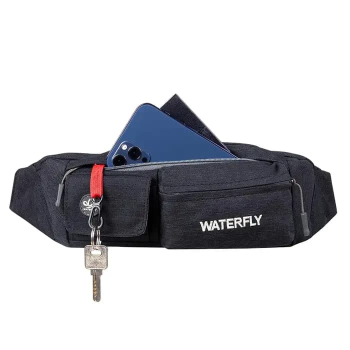 WATERFLY Fanny Pack pour femmes hommes petite pochette de taille sac de ceinture mince avec 4 poches pour la marche sac de poitrine à bandoulière léger
