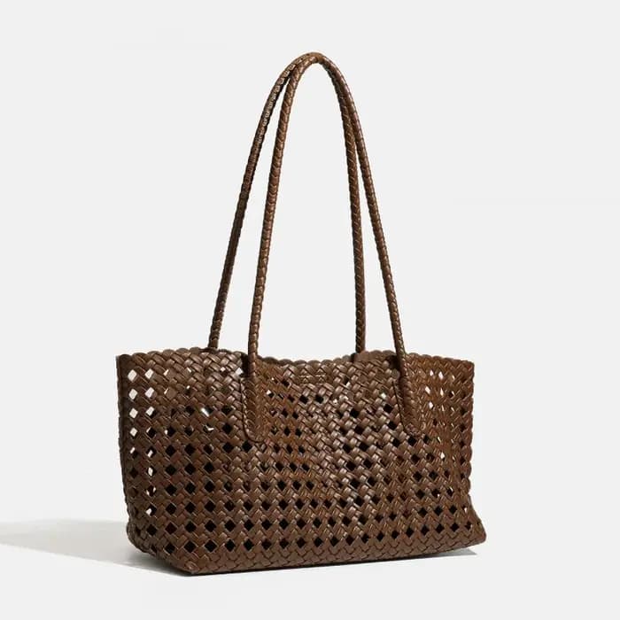 Sac fourre-tout tissé vert citron avec pochette