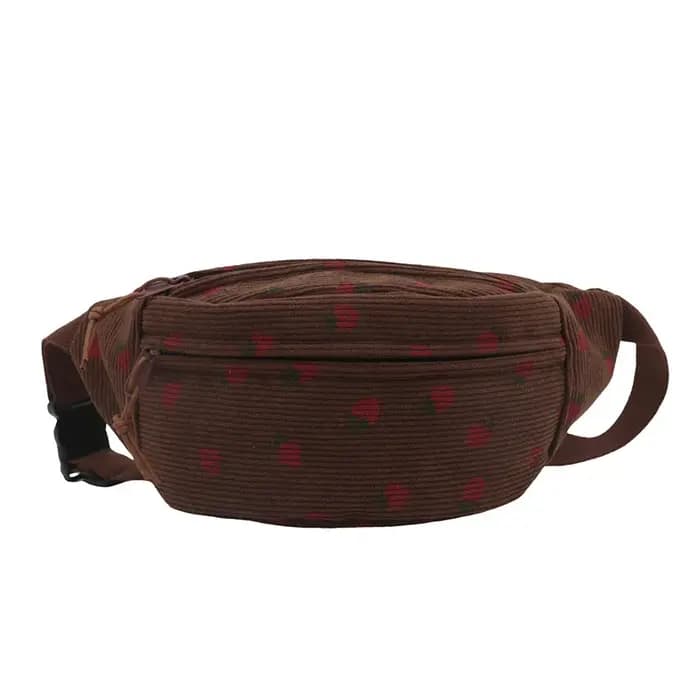 Sac de taille femmes hommes velours côtelé Fanny Pack fraises poche mode poitrine sac à main sport v