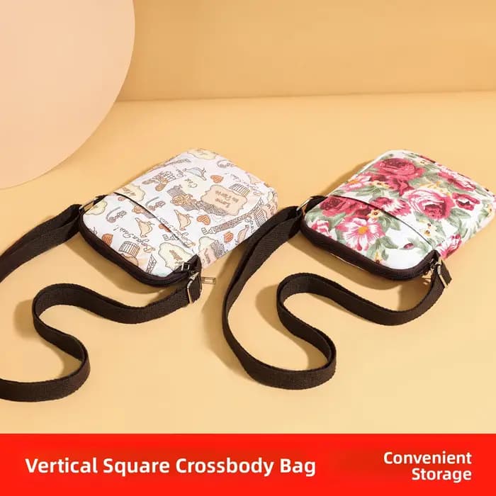 Sac bandoulière en toile à motif floral pour femme