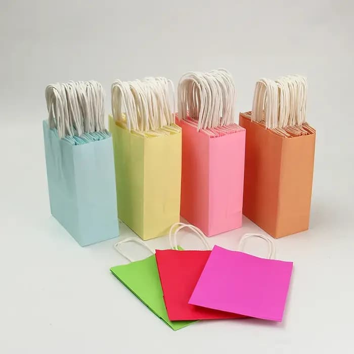 Sacs cadeaux en papier kraft multicolores avec poignées