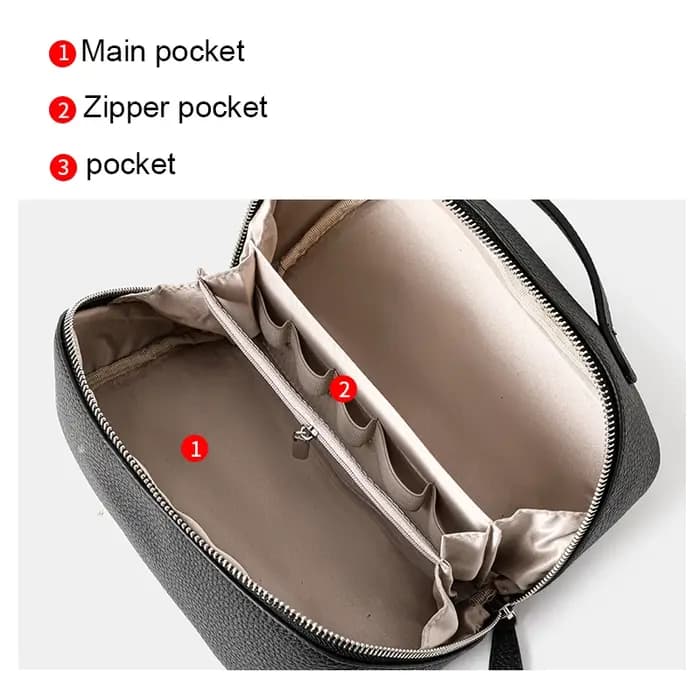 Aidrani - Nouvelle Trousse de Toilette en Cuir Véritable Style Simple pour Femme, Grande Capacité, Portable, Sac de Voyage et de Rangement, Trousse de Toilette à Main