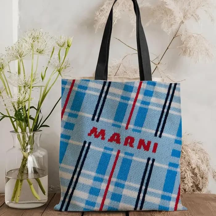 Sacs de rangement de la marque de mode M-Marni, sac fourre-tout en toile imprimé double face, sac à