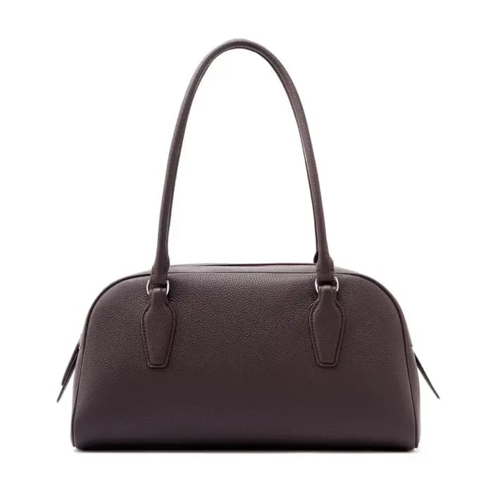 Sac bowling East-West pour femme en cuir véritable vintage, avec poignée supérieure et bandoulière,