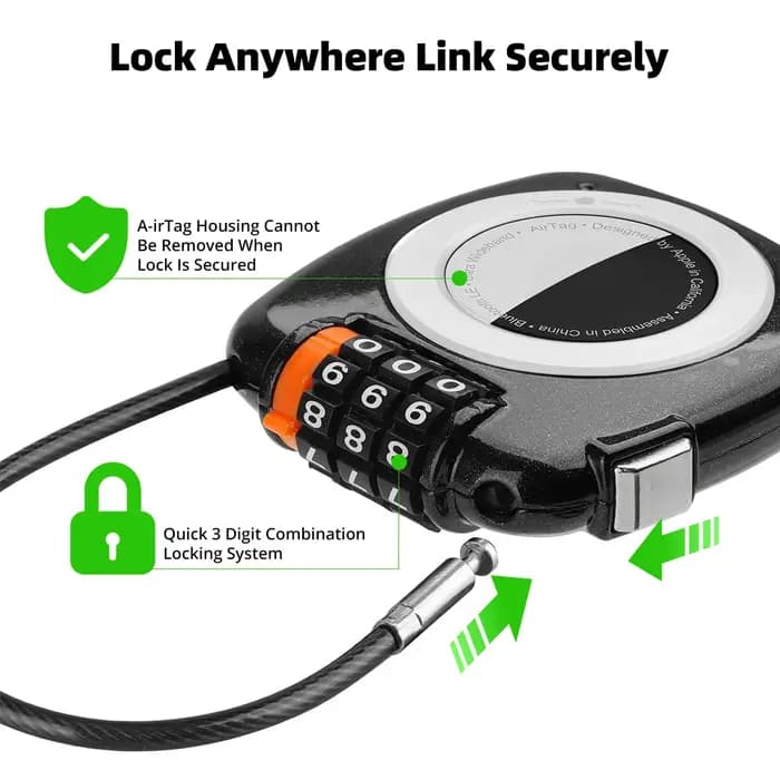 Étui de protection pour AirTag avec cadenas à combinaison