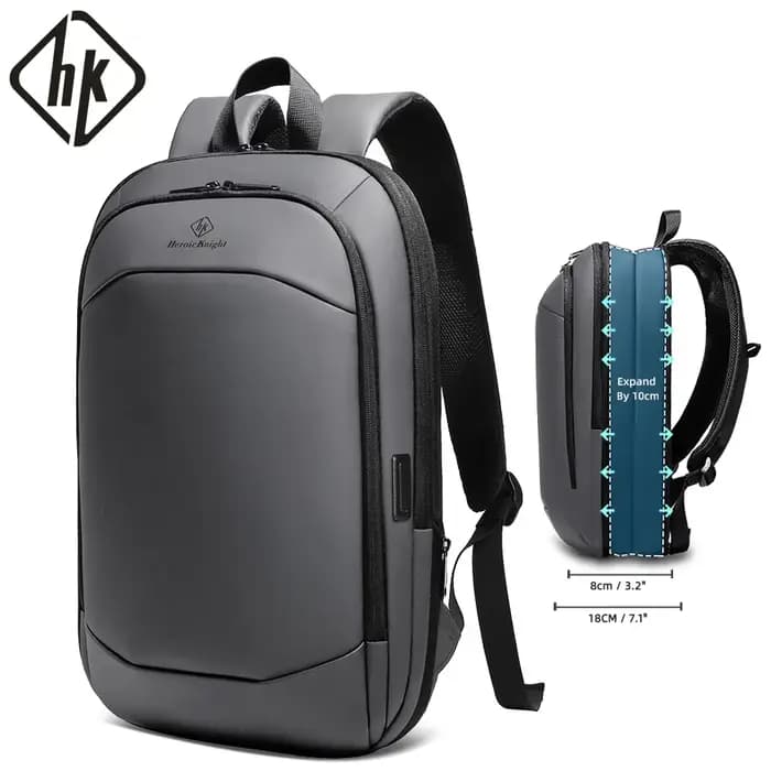 HK Business sac à dos pour hommes 17 pouces sac à dos pour ordinateur portable avec Port USB mince extensible étanche sac de voyage grand sac d'ordinateur de travail