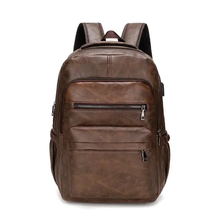 Sac à dos de chargement USB en cuir PU pour hommes