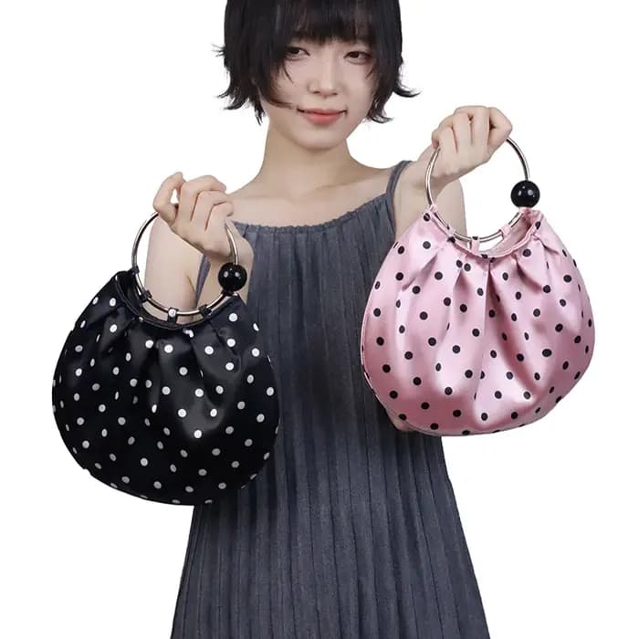 Sac fourre-tout à pois vintage rétro froissé