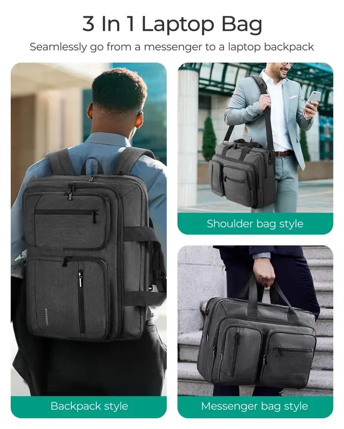 BAGSMART-Sac pour ordinateur portable 3 en 1 pour homme, sac à dos hydrofuge, étui pour bombes infor