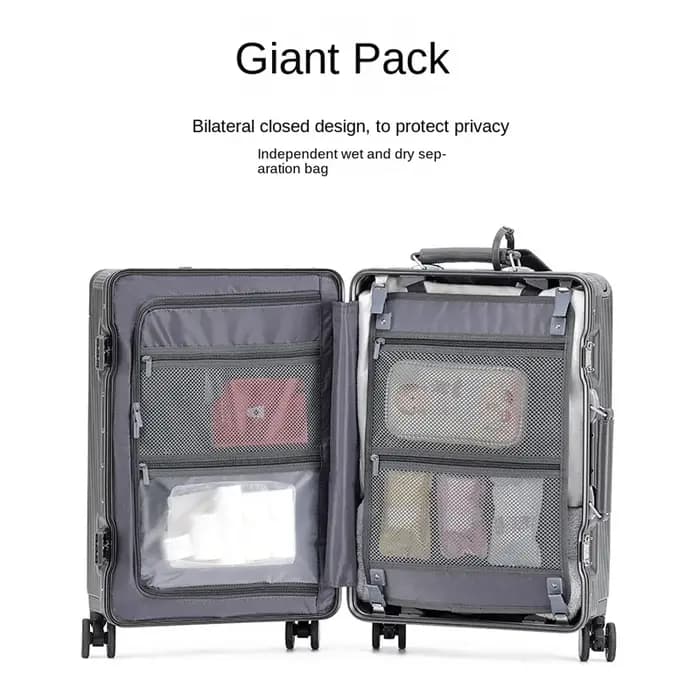 Valise de voyage à roulettes large avec cadre en aluminium