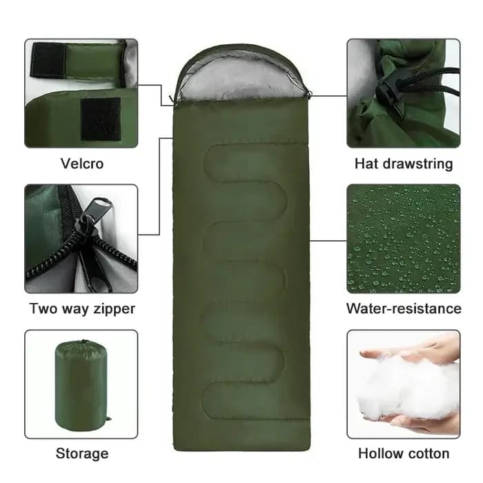 Sac de couchage enveloppant imperméable 4 saisons ultraléger - avec sac de compression