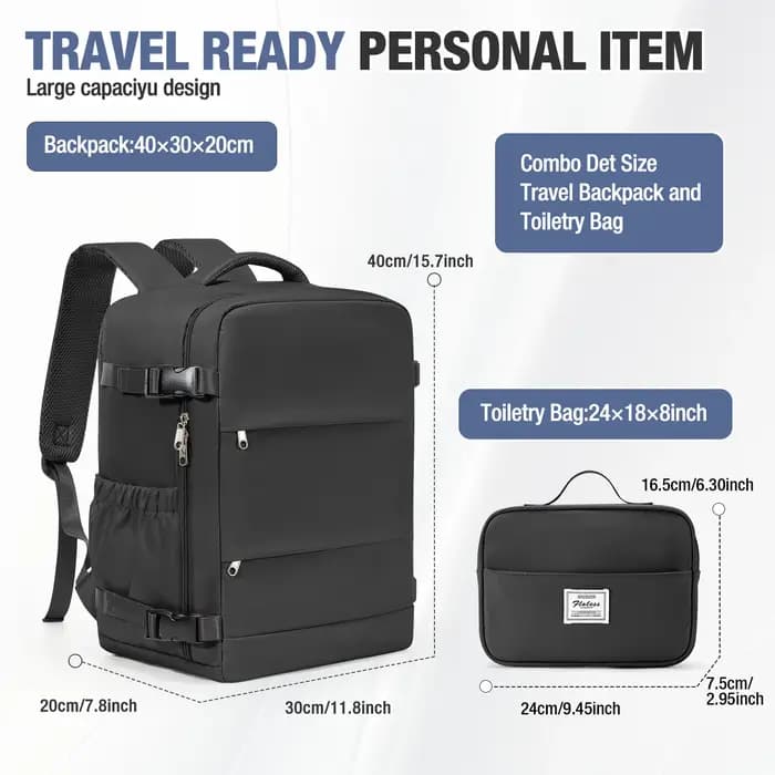 Sac à dos de voyage, sac à dos de cabine Ryanair 40x30x20 pour les courts trajets, sac pour ordinate