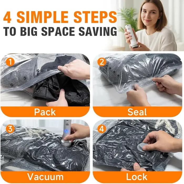Sacs sous vide pour voyage avec pompe à air rechargeable