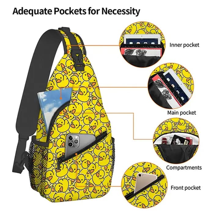 Sac de poitrine grand format motif canard jaune pour hommes