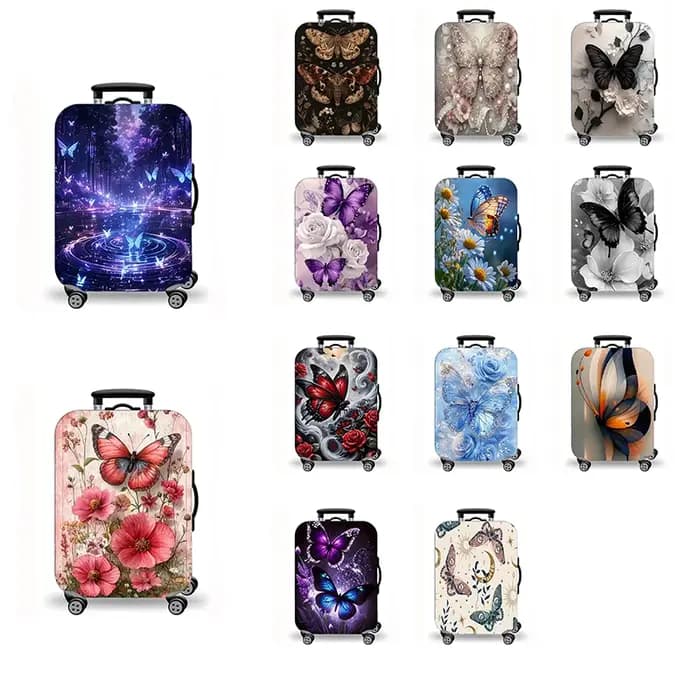 Housse de bagage, protège-valise extensible à imprimé papillon pour le voyage, 13 styles d'art fantaisie papillon