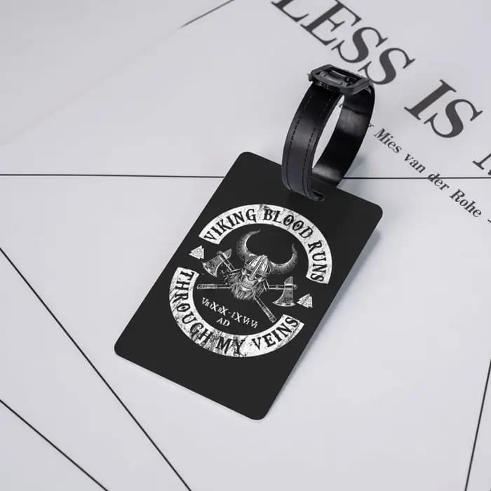 Étiquettes à bagages « Le sang viking coule dans mes veines » – Accessoires de valise