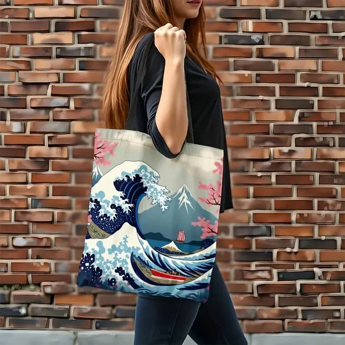 Sac fourre-tout en polyester inspiré de l'Ukiyo-e