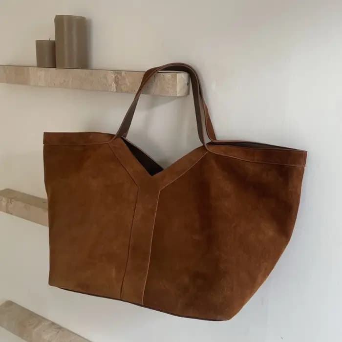 Sac en cuir givré en forme de Y, sac fourre-tout de grande capacité en daim d'automne et d'hiver, gr