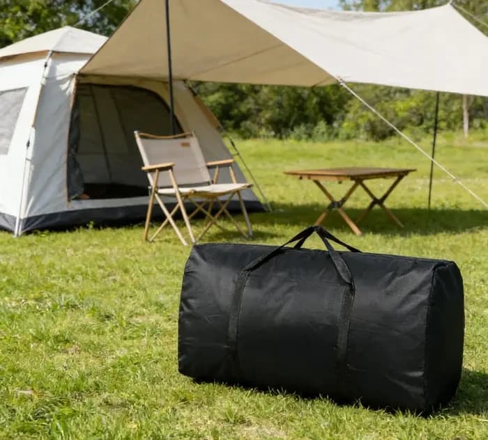 Sac de rangement grande capacité en tissu Oxford université noir pliable et imperméable pour valises voyage camping et organisation d'armoire avec sangles de compression