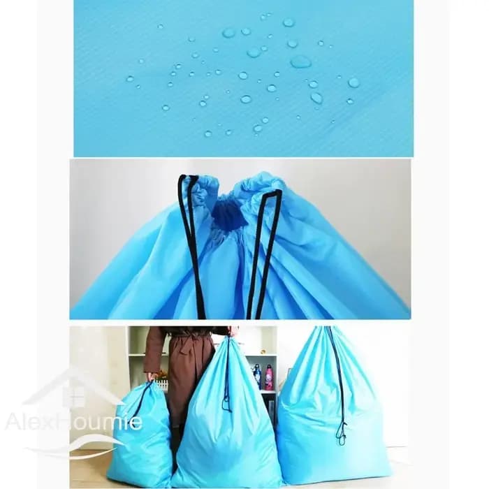 Sac à linge extra large noir et bleu avec ficelle de proximité