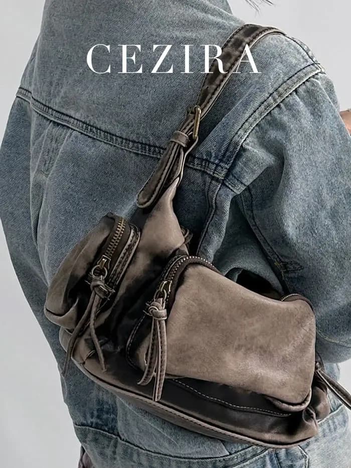 Femmes rétro Cool Preppy Street Style sac à bandoulière lavé PU cuir végétalien Vintage fonctionnel pratique