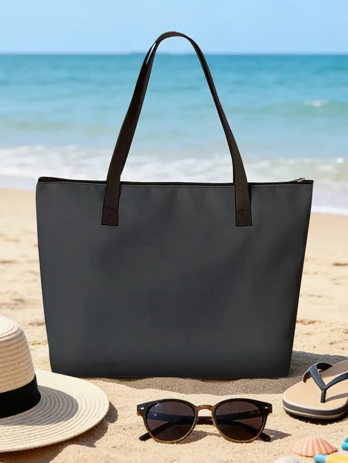 Sac de plage classique à imprimé léopard avec poche latérale en maille