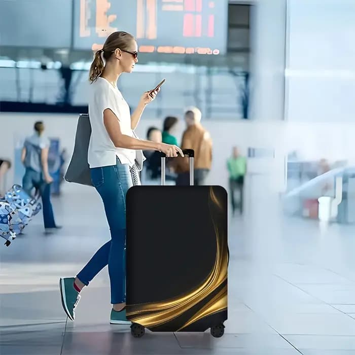 1 housse de bagage abstraite en ruban doré pour bagages de 18 à 32 pouces ; accessoire de voyage élé