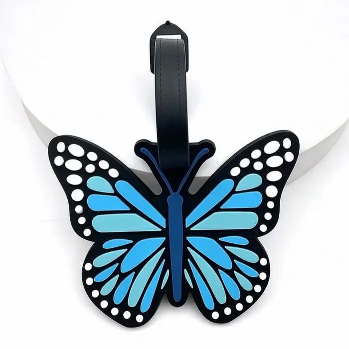 Étiquette de bagage en forme de papillon avec sangle