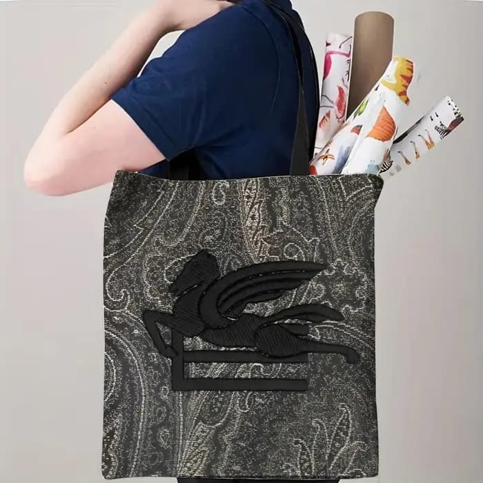 Sacs de rangement design E-etro, sac fourre-tout en toile imprimé double face, sac à main écologique