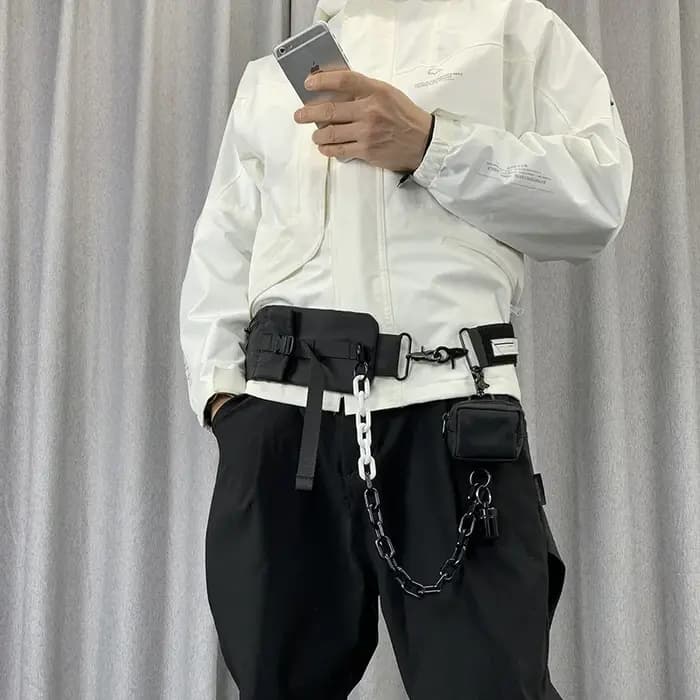 Techwear Style haute rue réglable téléphone portable sac sangle homme Sport de plein air tactique multi-fonction modulaire sac accessoires