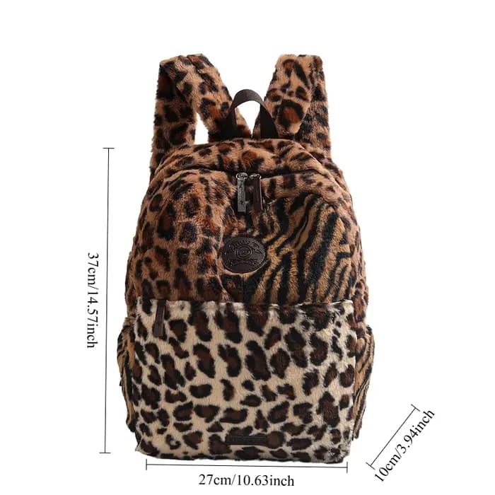 Sac à dos imprimé léopard mode avion cabine sac à dos grande capacité sac d'école polyvalent en peluche sacs souples Mochilas Mujer 2025
