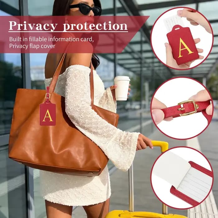 Étiquettes à bagages MIYIN 26 lettres pour valises en cuir PU