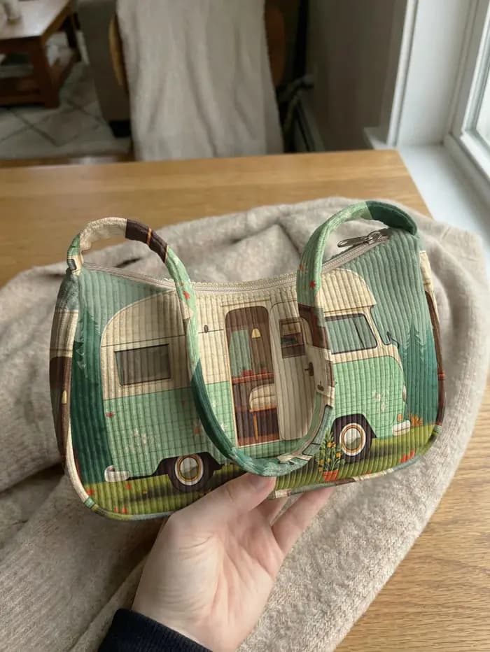 Sac à bandoulière tendance imprimé camping-car