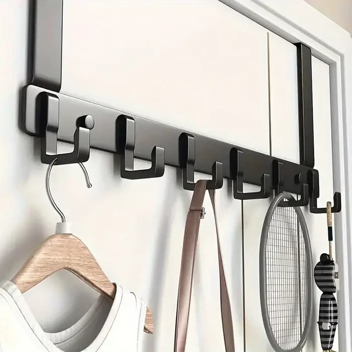 Crochet Extra-long à 6 crochets derrière la porte porte-manteau et support de rangement pour sacs et vêtements sur la porte de la chambre