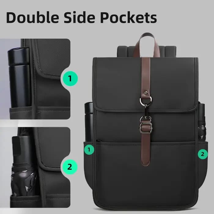 HK classique affaires sac à dos pour hommes décontracté 15.6 pouces pochette d'ordinateur avec USB é