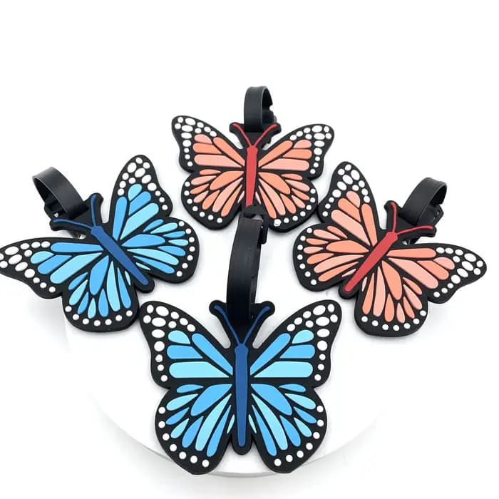 Étiquette de bagage papillon pour femmes, 1 pièce, étiquette de bagage de voyage, valise pour filles, porte-adresse d'identification, bagages d'embarquement, valise Portable