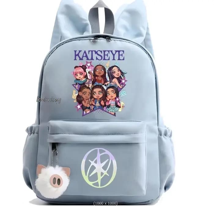 Mochila Hot Katseye drôle impression sac à dos fille garçon enfants sac à dos décontracté sacs d'école voyage oreilles